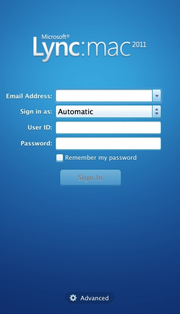 skype for business mac password