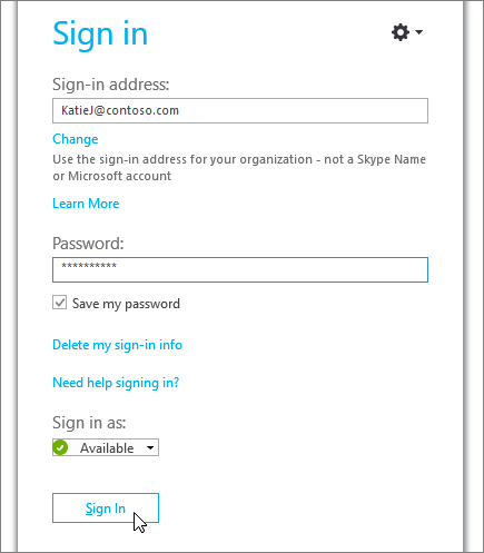 skype for business mac password